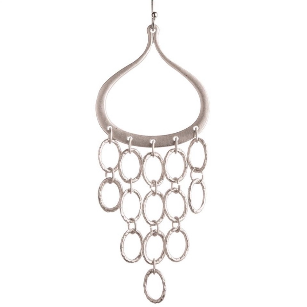 Matte Silver  Teardrop Loop Chain Fringe Earring